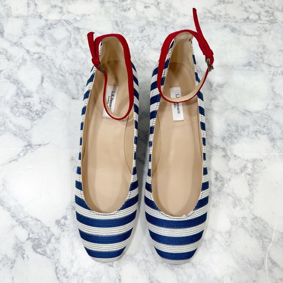LK Bennett Hadley Blue White Striped Closed Courts Heels - Picture 4 of 14